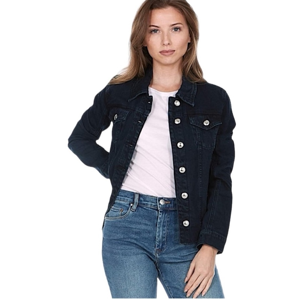 NWT Blank NYC x Silent New York Dark Blue Trucker Denim Jacket Size Large